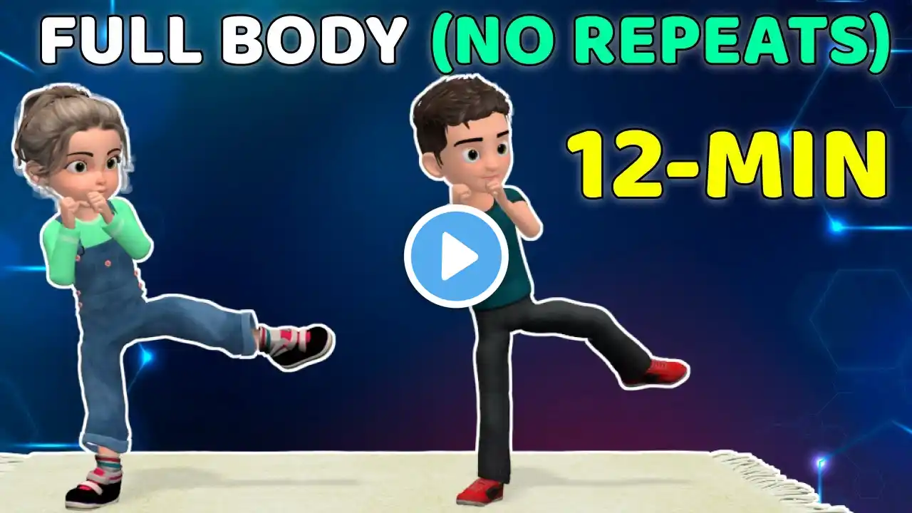 12 MINUTE FULL BODY WORKOUT FOR KIDS | NO REPEATS