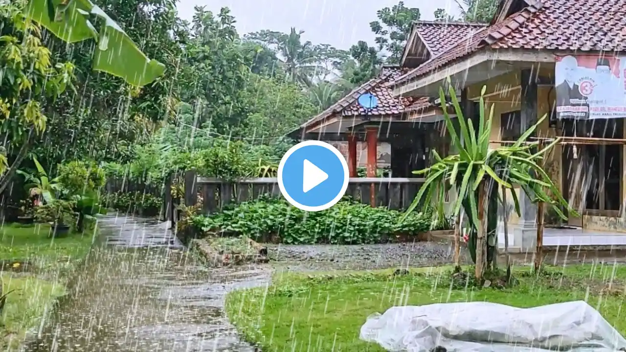 Walking in the Rain in Rural Indonesia | Very cold | Refreshing Rain Sounds for Sleep