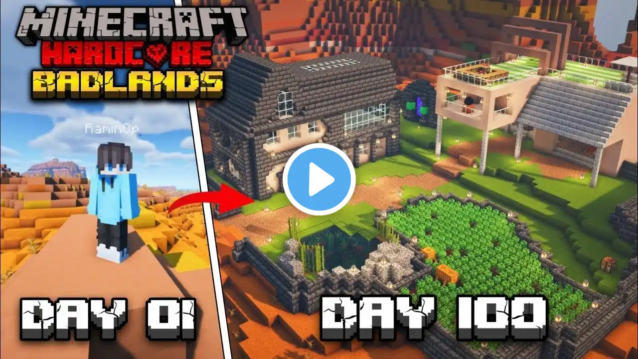 We Survived 100 Days In Badlands Only World In Minecraft Hardcore |