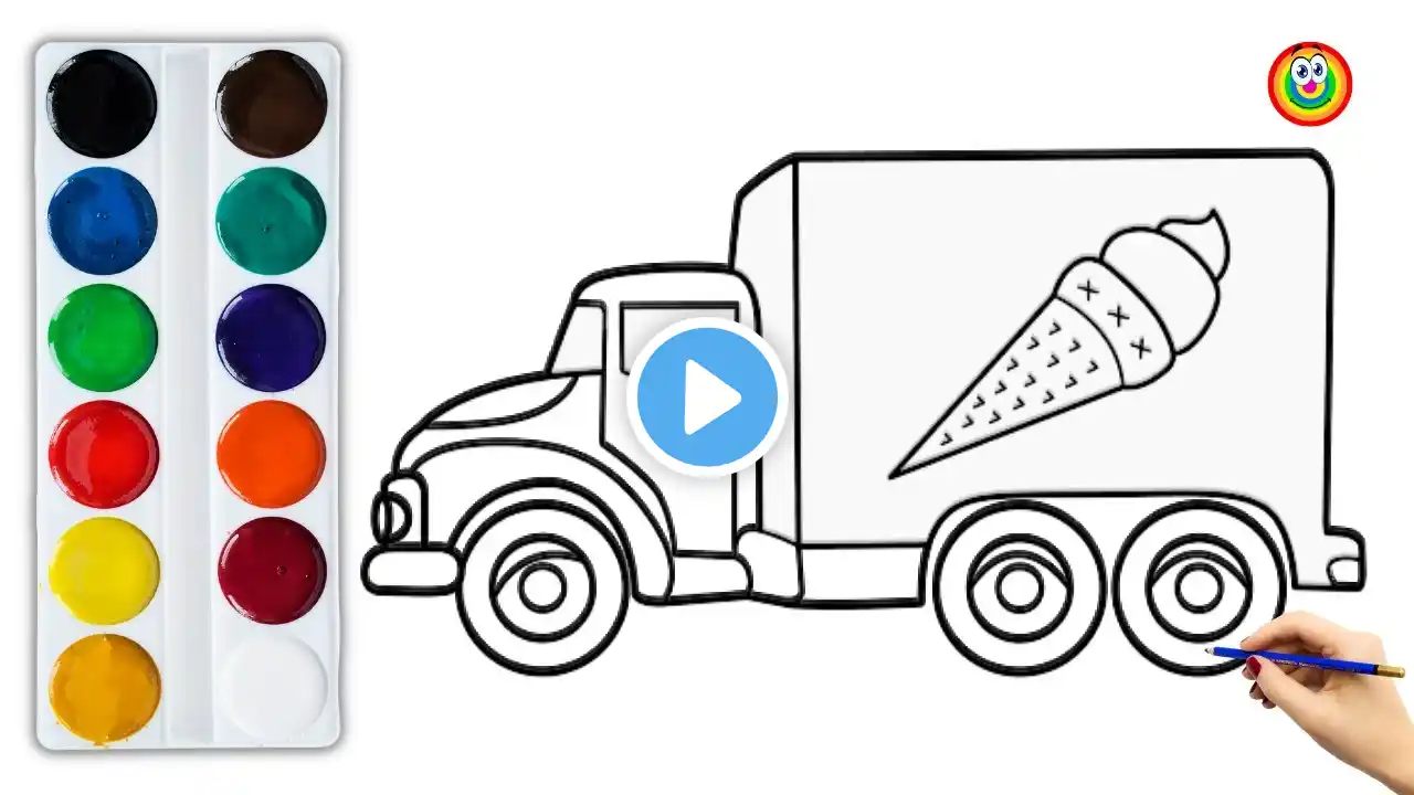 Let's Draw Ice Cream Truck Drawing | Coloring for Kids & Toddlers | How To Draw, Easy Painting