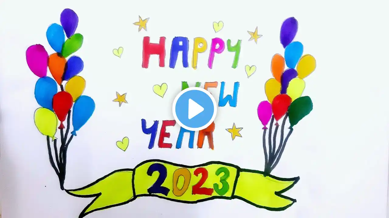 Happy New Year Drawing | Easy Step | 2023