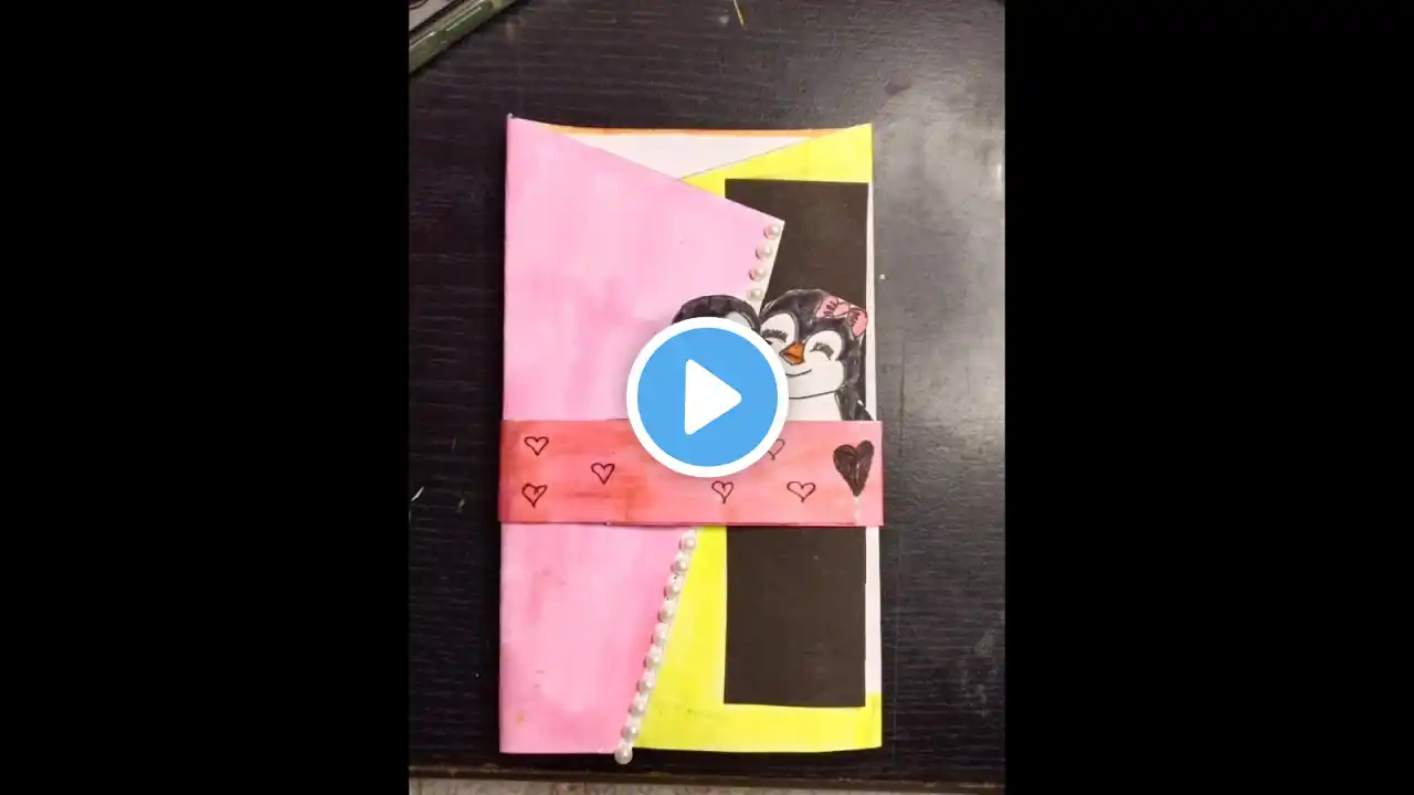 Diy cute love card ❤️#astheticart #art #cards #diy #craft #love #penguin #lovecard #shorts#newyear