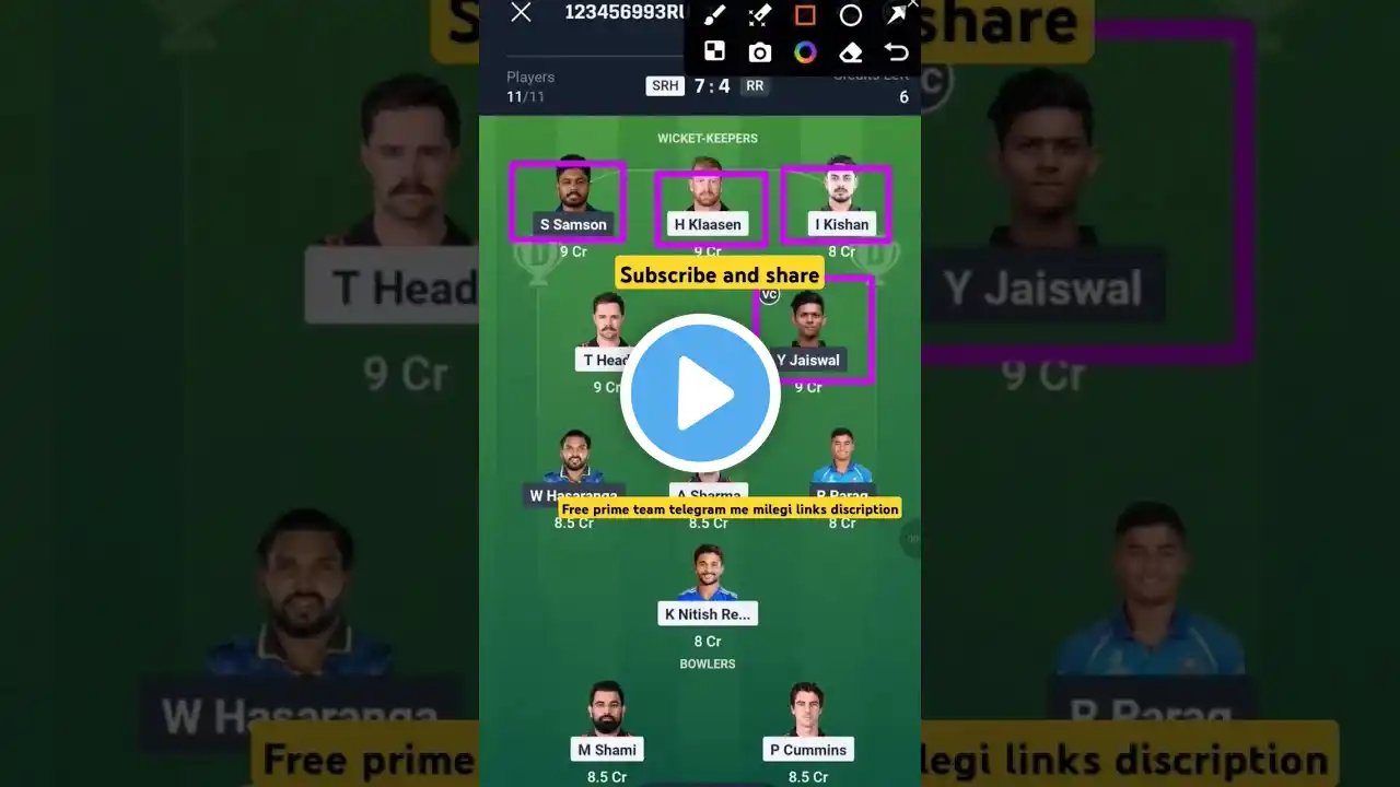 SRH VS RR GL TEAM #SRHVSRR  #IPL2025  #Rank1 #dream11 #shorts #short #viral