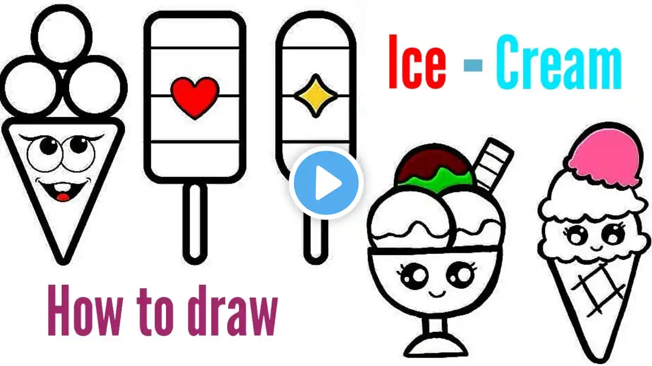 How To Draw And Colour Ice Cream🍨 For Kids And Toddlers🌈🥰|Ice cream🍦Painting🎨|Easy Drawing Tutorial|