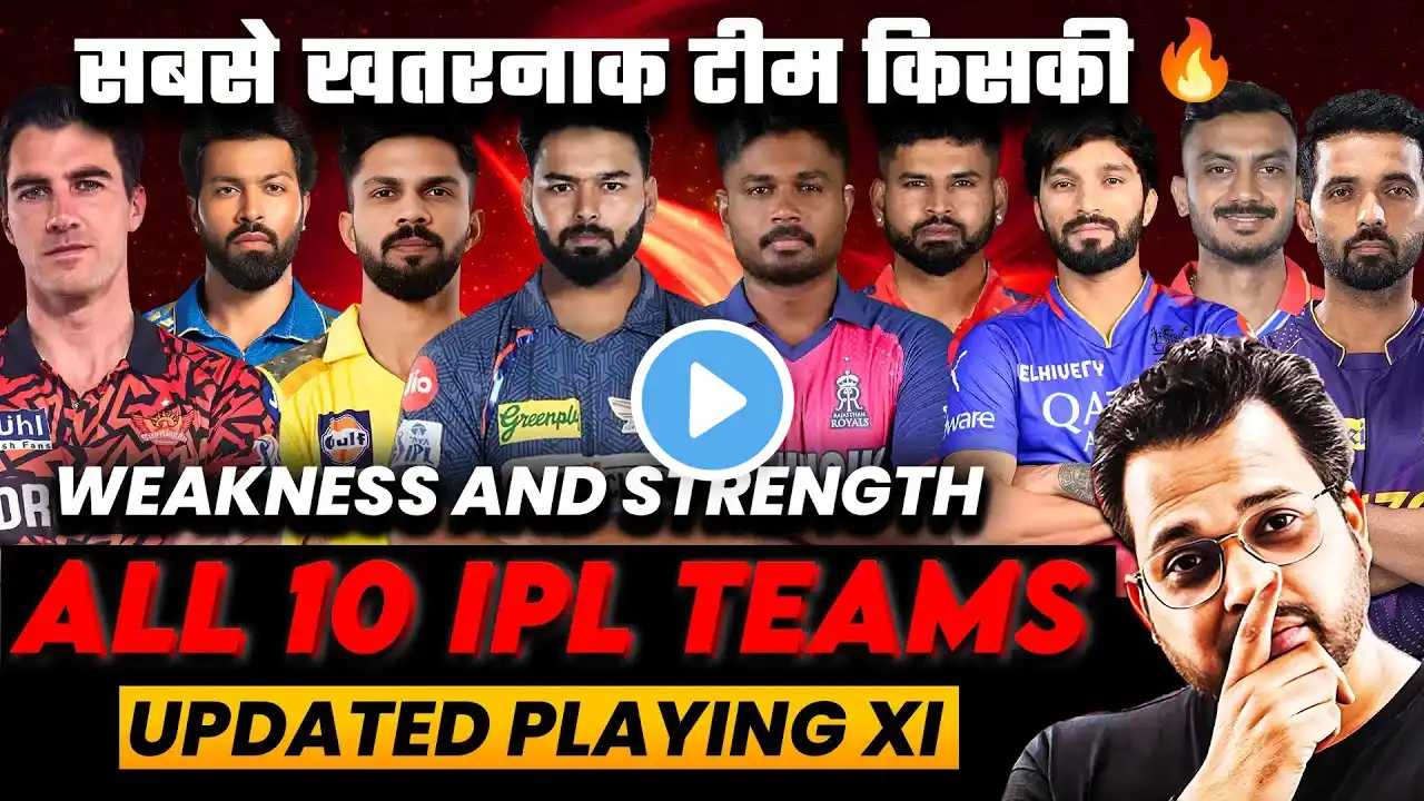 IPL 2025 | All 10 Teams Strength/Weakness 🔥 IPL All team Final Playing 11 | RCB | KKR | SRH | MI