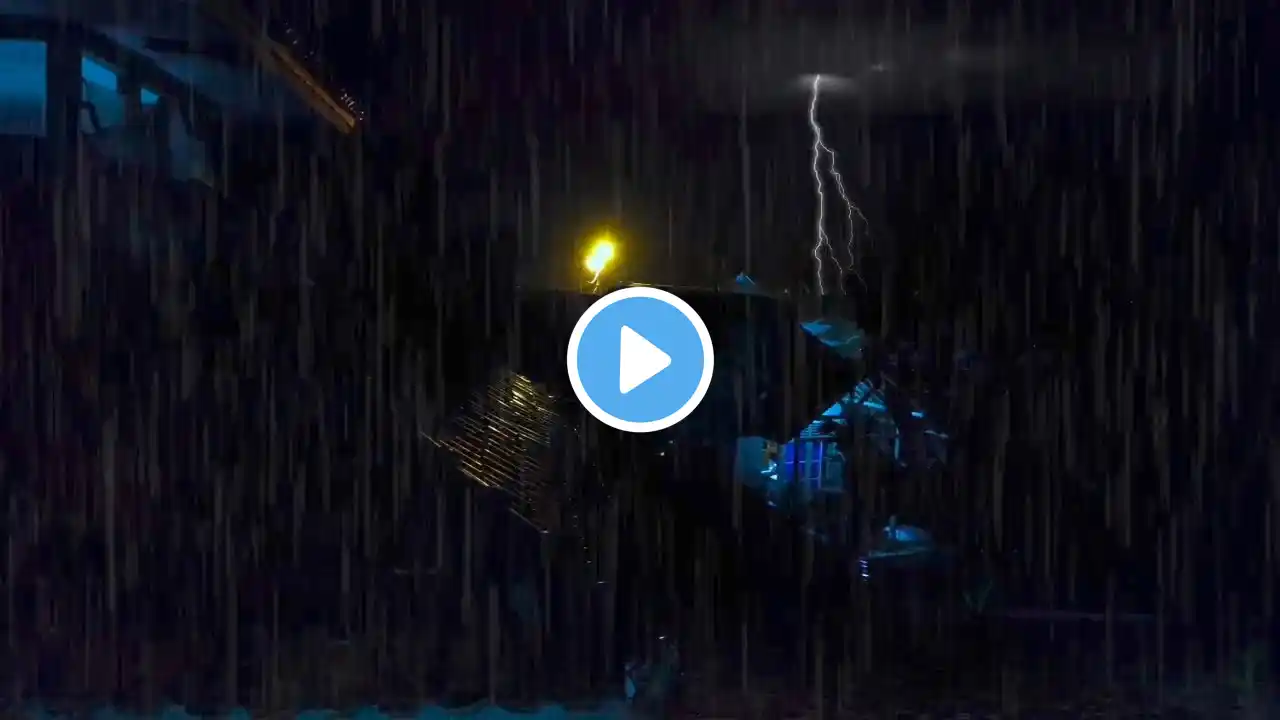 Cozy Rainstorm at Night – Heavy Rain & Distant Thunder for Deep Sleep & Focus