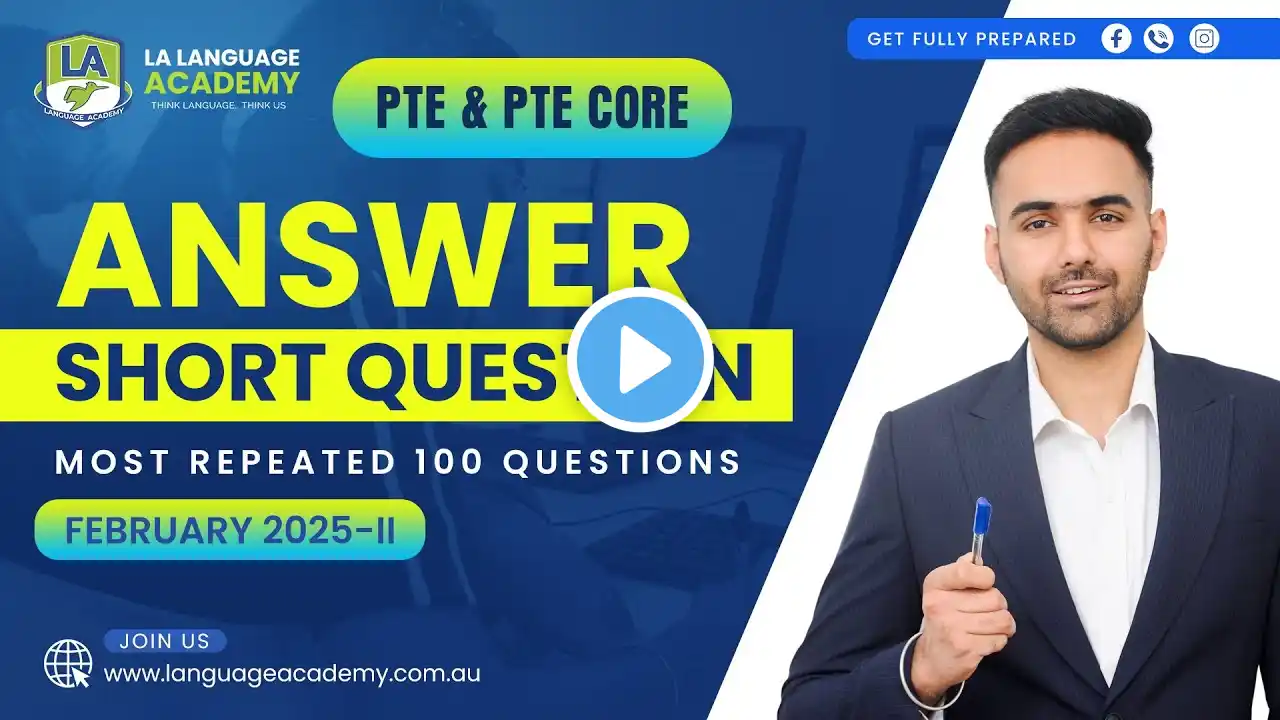 Answer Short Question | PTE & PTE Core Speaking | February 2025-II Predictions | Language Academy