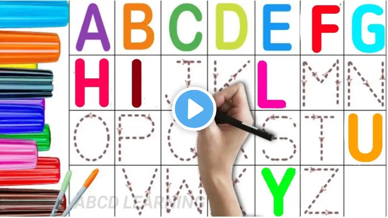 Alphabet, ABC song, ABCD, A to Z, kids rhymes, collection for writing along dotted line for toddler