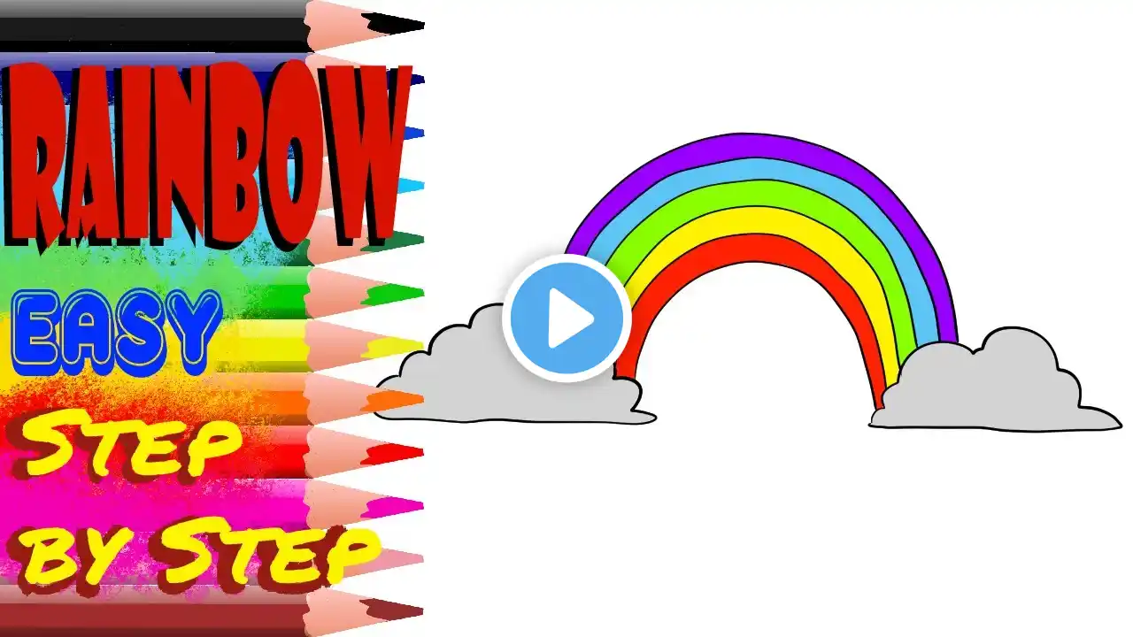 How to Draw Rainbow Clouds Color Drawing Painting #rainbow #coloring