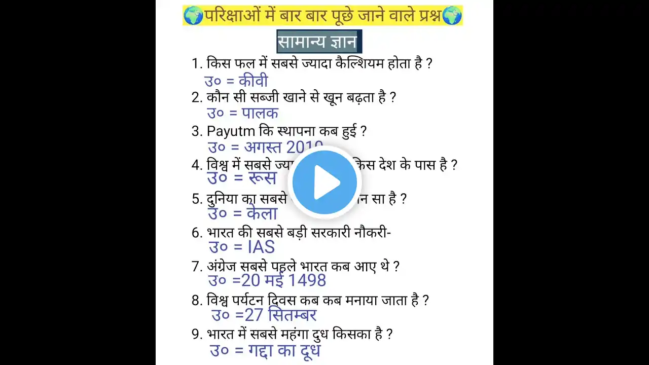 Top 20 GK Question🤔💥||GK Question✍️|| GK Question and Answer #gk​ #gkfacts​#bkgkstudy​ #gkinhindi​🤓💯