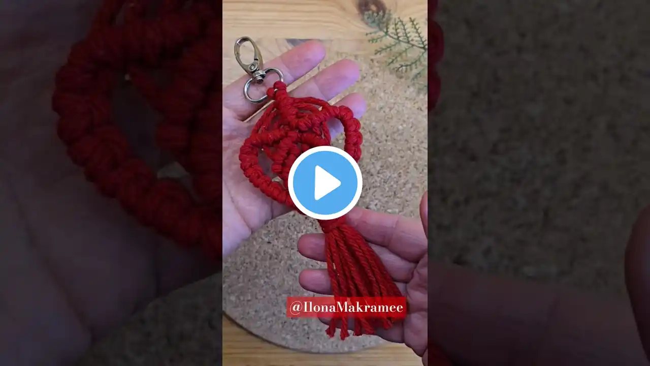 Macrame Heart Keychain Step by Step Tutorial ❤️    #macrame #diykeychain #diy #shortsvideo