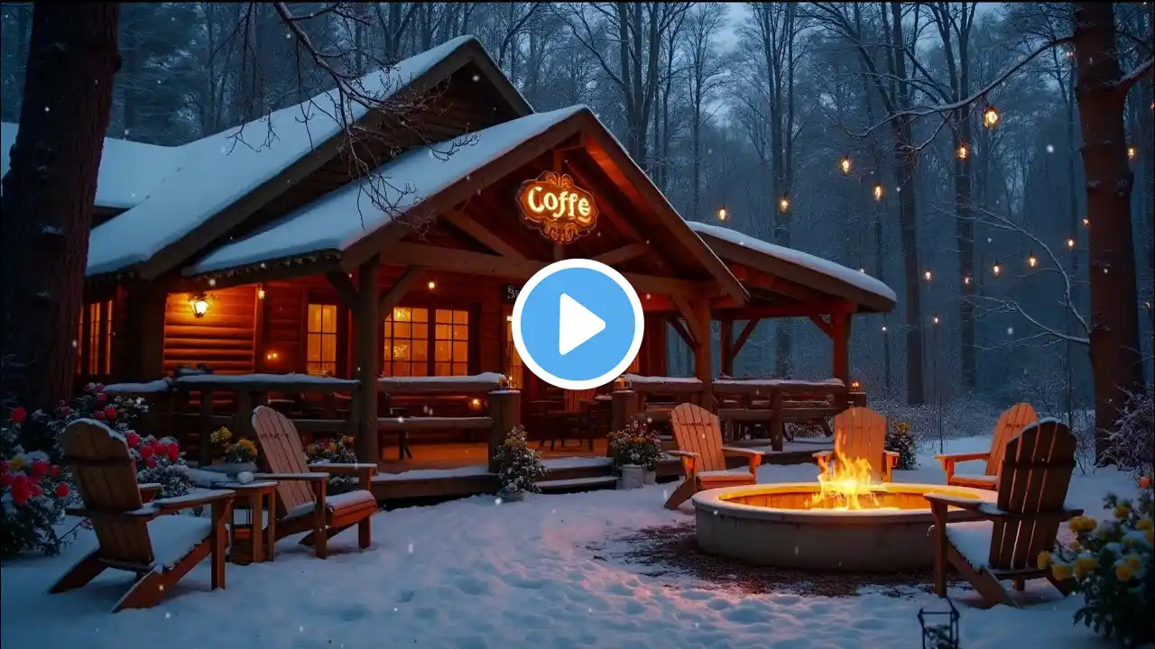 Winter Serenity: Gentle Snowfall, Crackling Fireplace, and Soothing Cricket Sounds