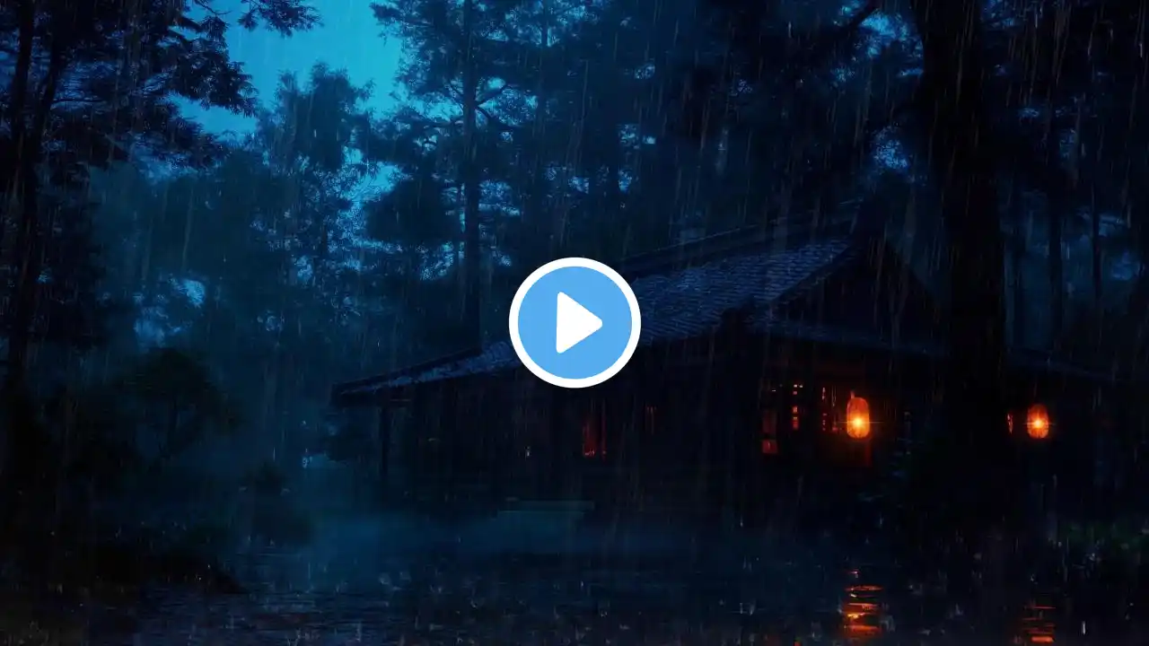 Midnight Rain in a Forest Cabin π² | Japanese House Ambience for Deep Sleep