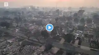 Aerial footage reveals destruction amid Los Angeles wildfire