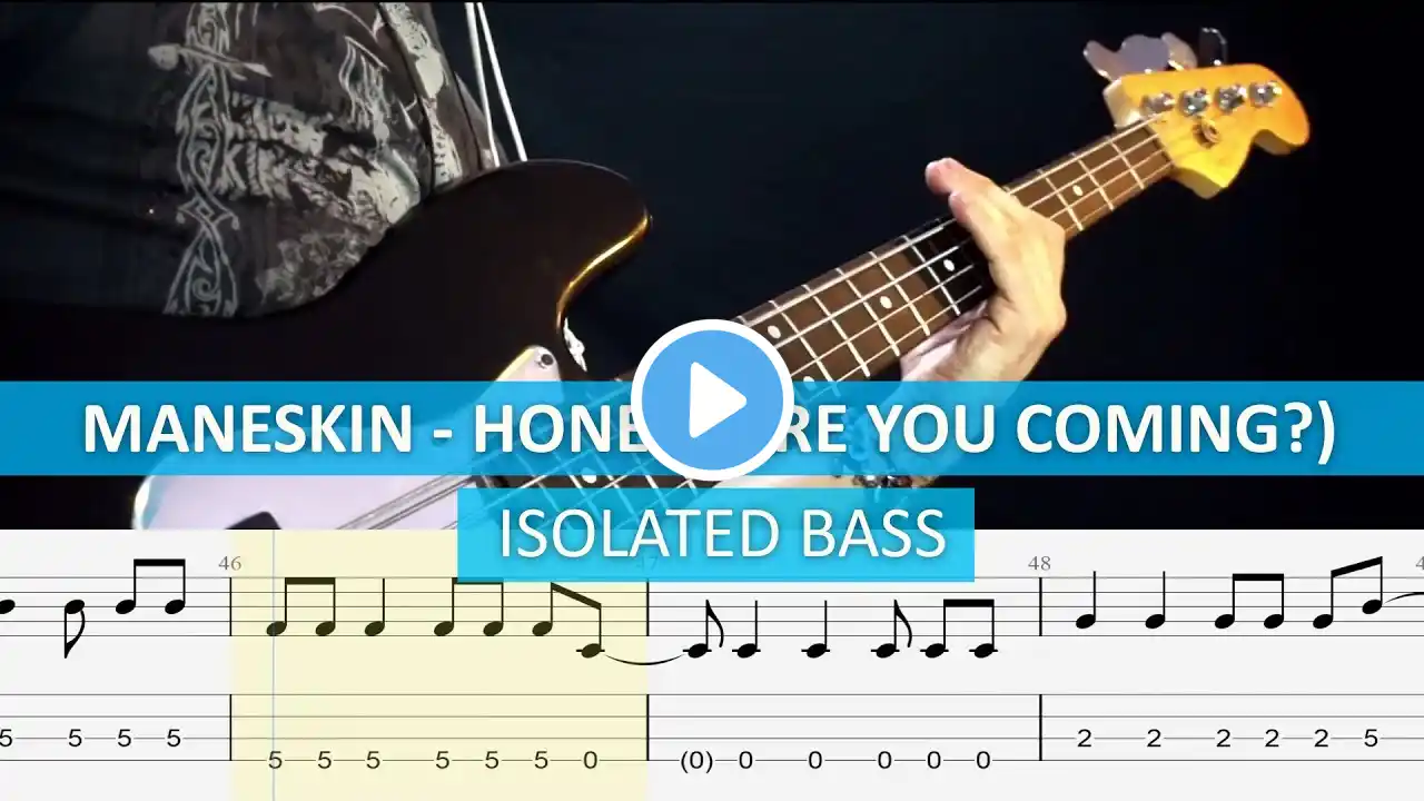 [isolated bass] Maneskin - Honey ( Are you coming? ) / bass cover / playalong with TAB