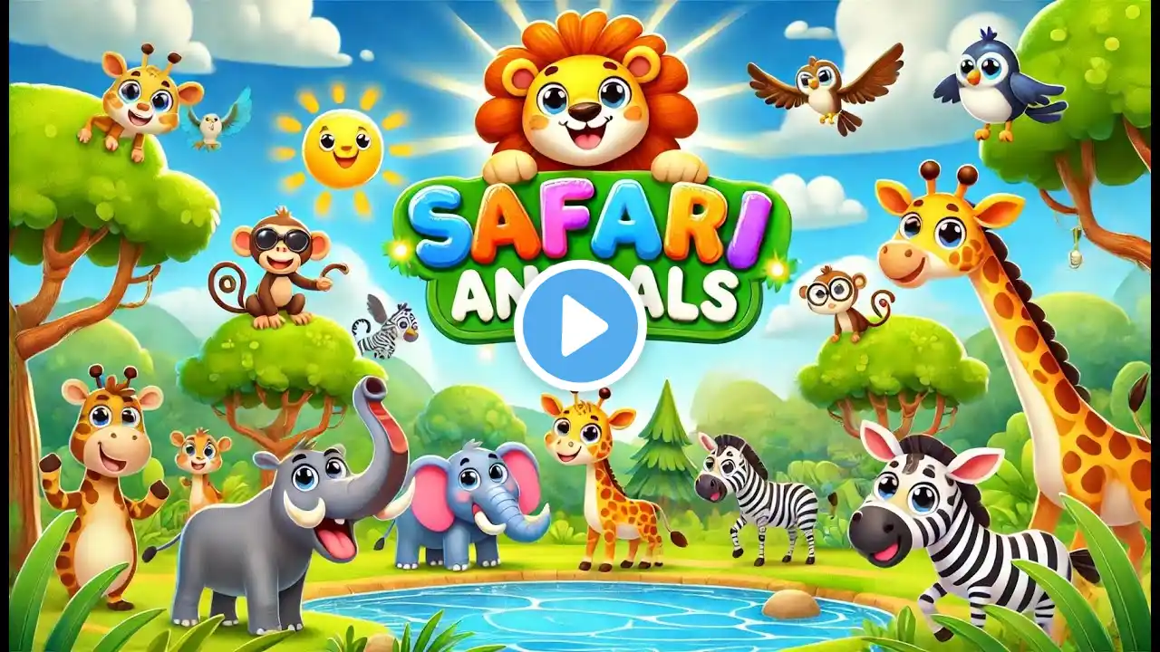 Safari Animals Nursery Rhyme: Learn Names & Sounds! 🦁🐘🐒