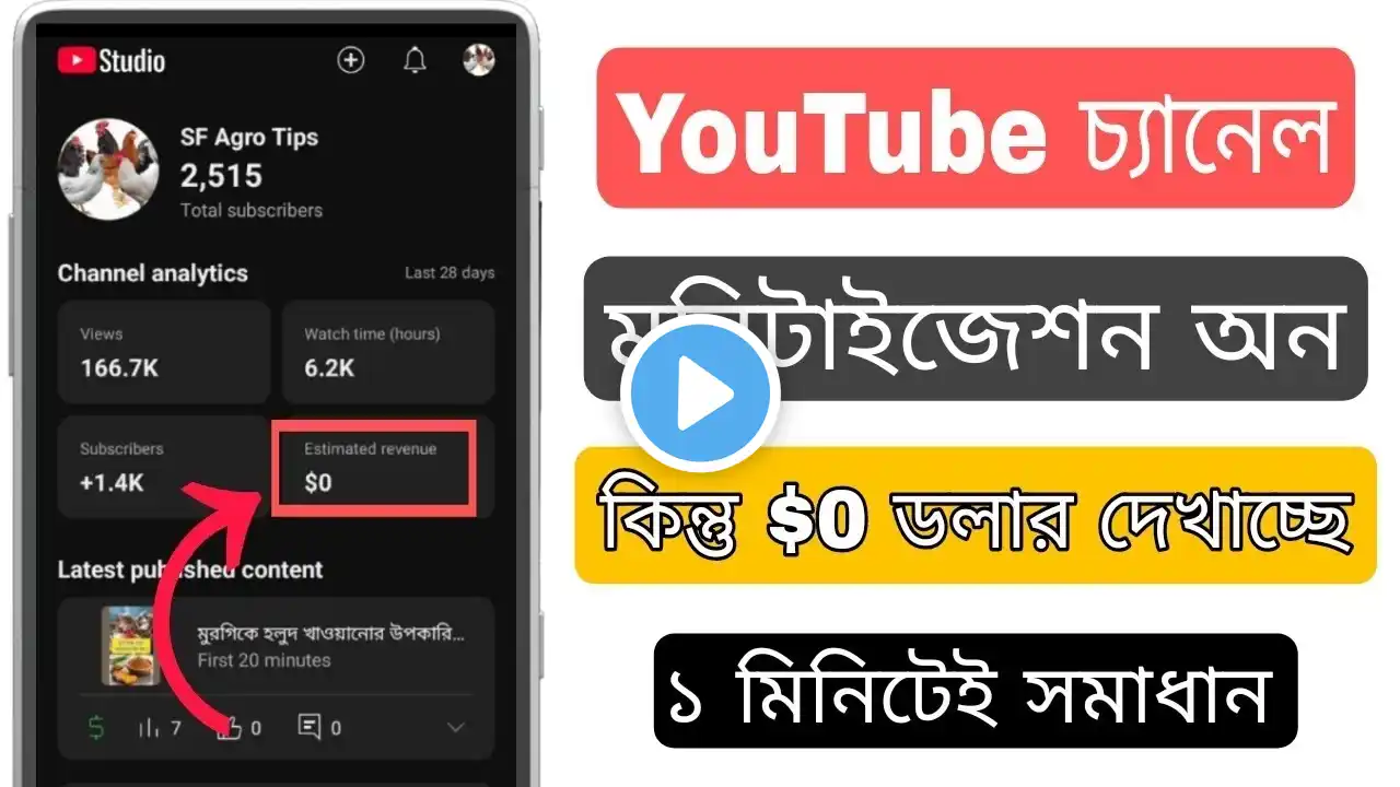 YT studio not showing estimated revenue | YT Studio 0$ Dollar problem solution in bangla