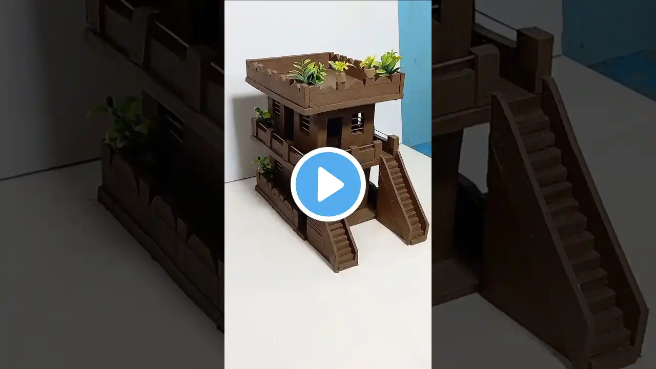 How to make two Floor mini design house with clay | 🏠 | #mittikaghar #house #shorts