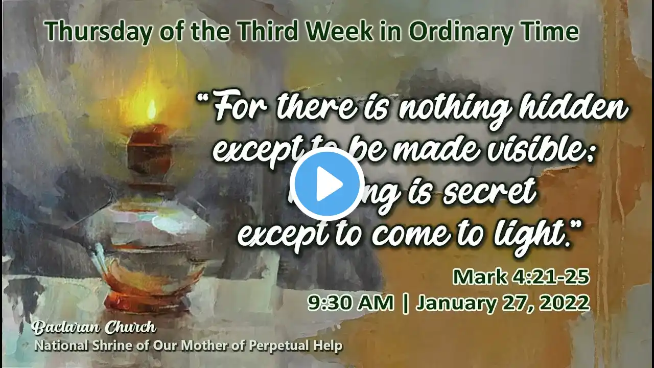 Baclaran Church Live Mass:  Thursday of the Third Week in Ordinary Time