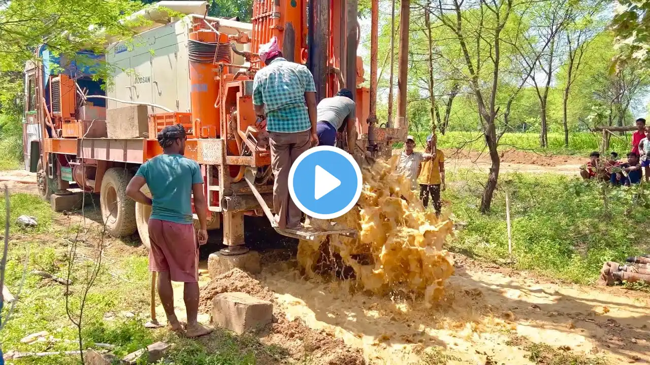 Borewell Drilling - 20 Hp motor Boring With Coconut water checking video | Borewells video | Boring