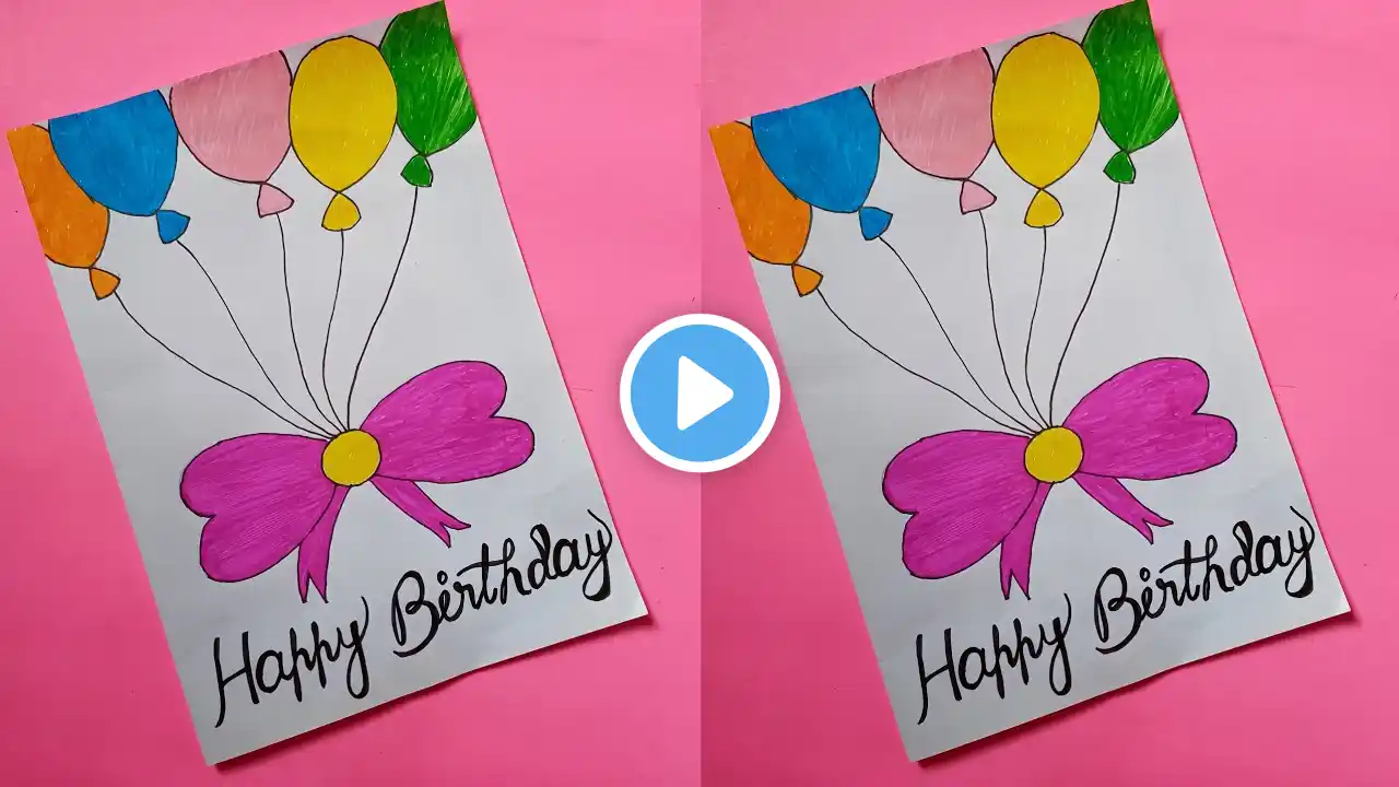 Last minute handmade beautiful white paper birthday card• easy birthday card without glue & scissors