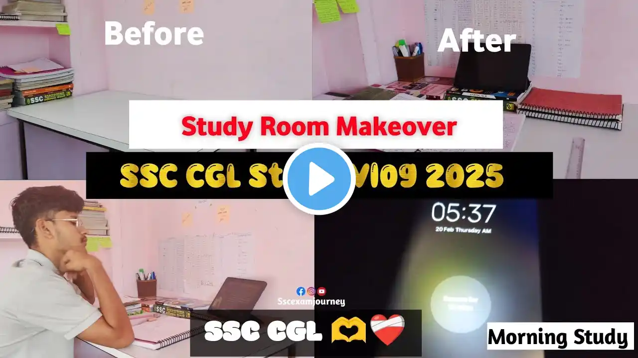 SSC CGL Study Vlog 2025 🙂📚 Study Room Makeover 😍 A Honest Day Life Of A Aspirants ☘️❤ #ssc #ssccgl