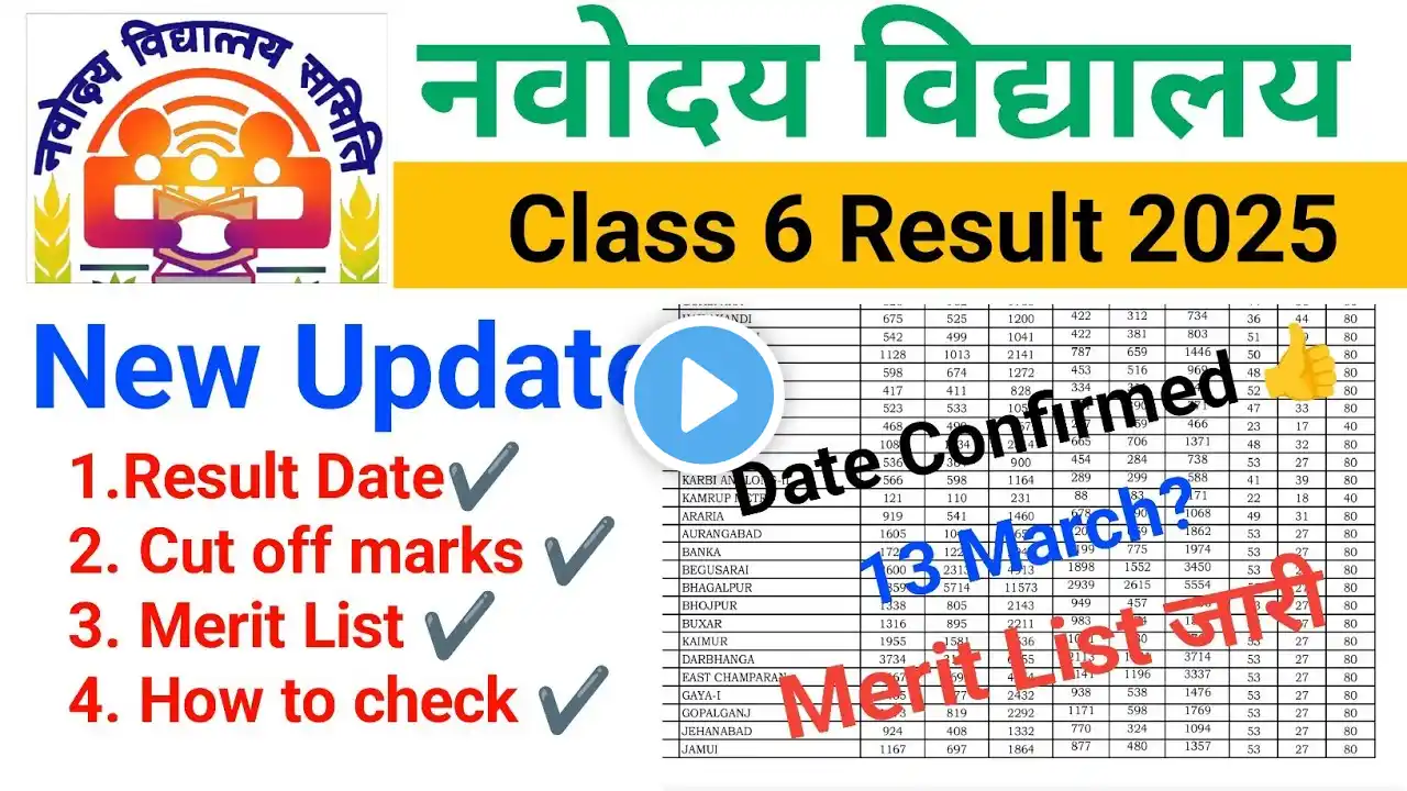 Navodaya Class 6 Result Date | jnv result 2025 class 6 | How to check jnv class 6 result