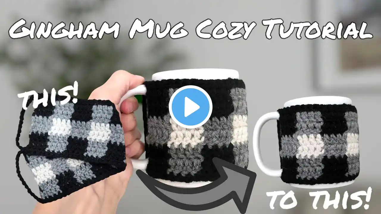 Gingham Mug Cozy Crochet Tutorial