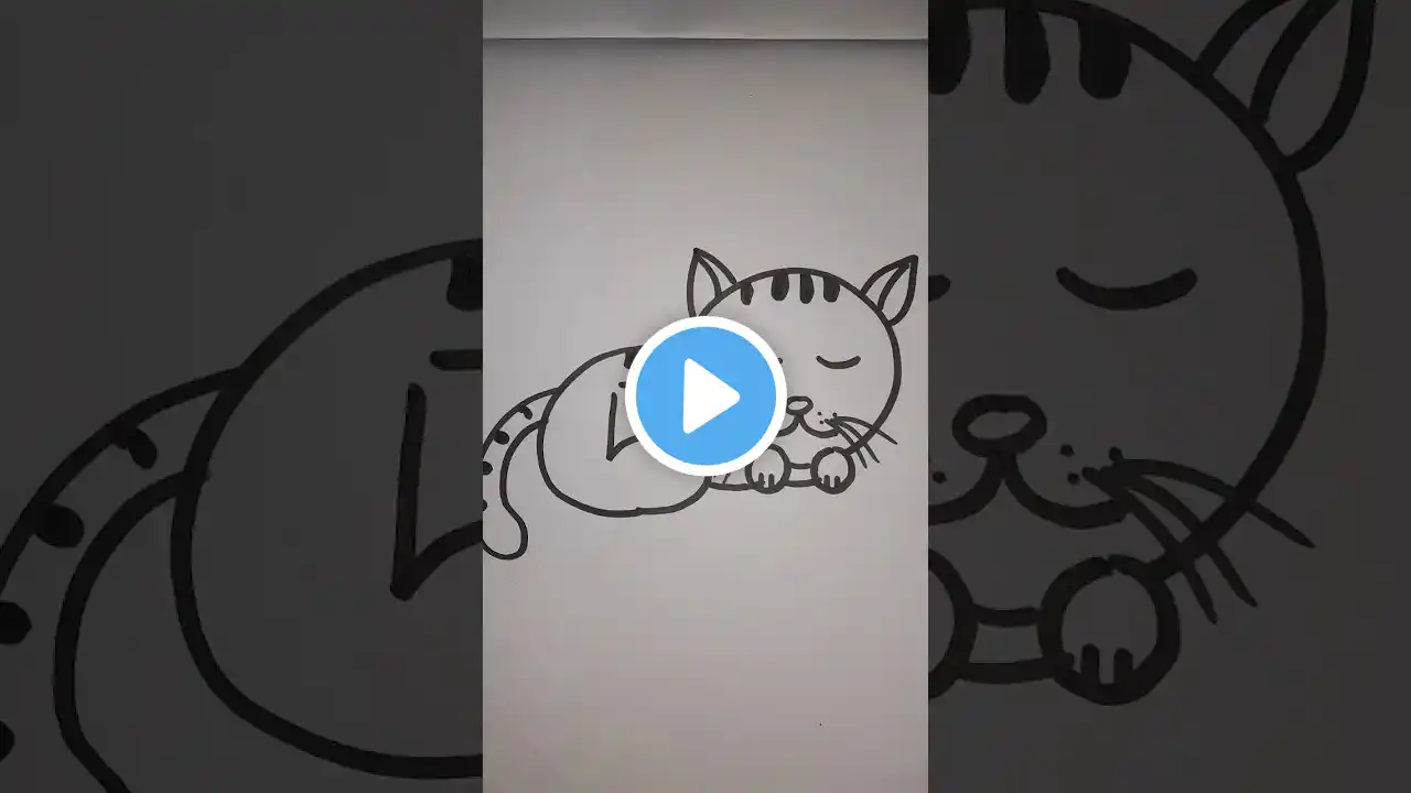 How to draw easy cat with "500" number #art #trending #viralvideo #ytshorts