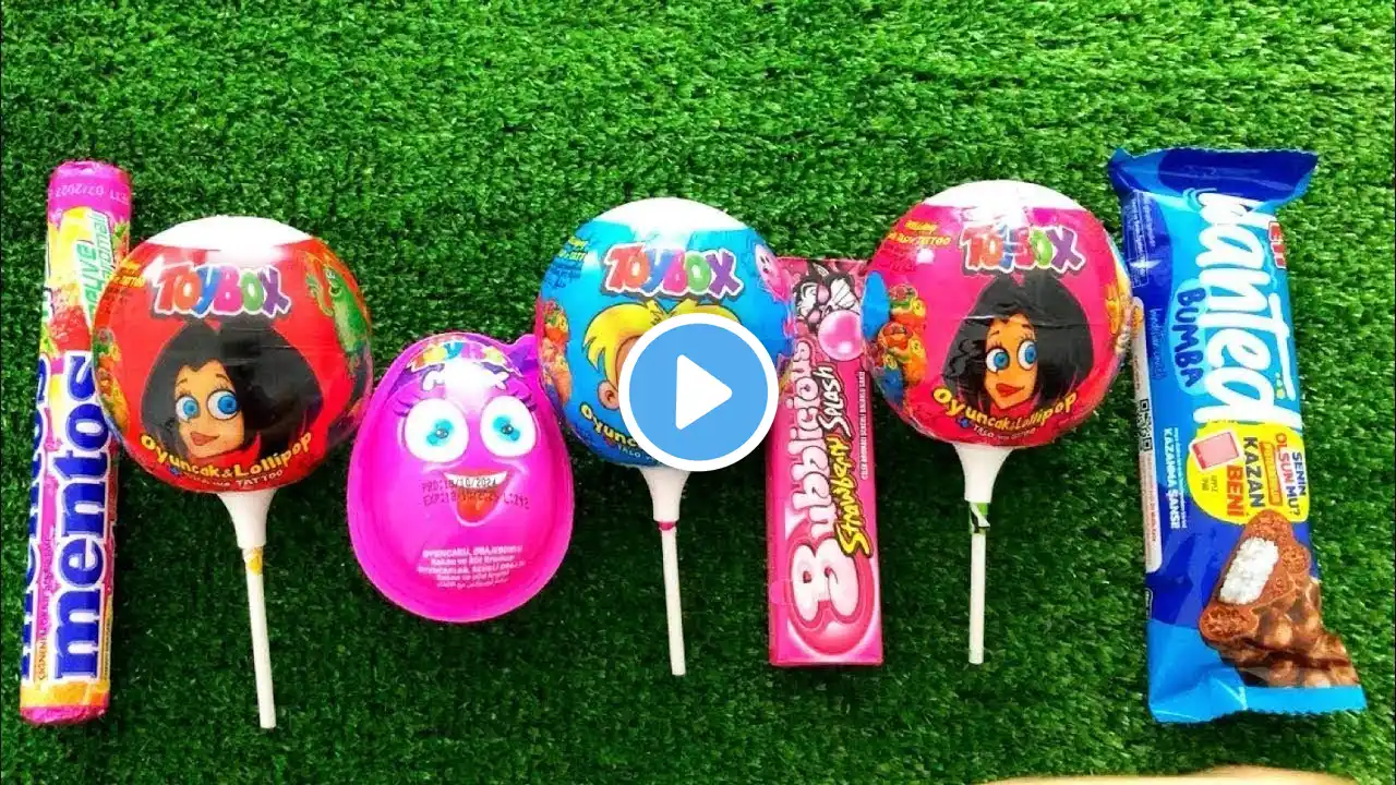 ASMR Most Popular Chocolates lots of colorful rainbow lollipops candies unpacking surprise egg