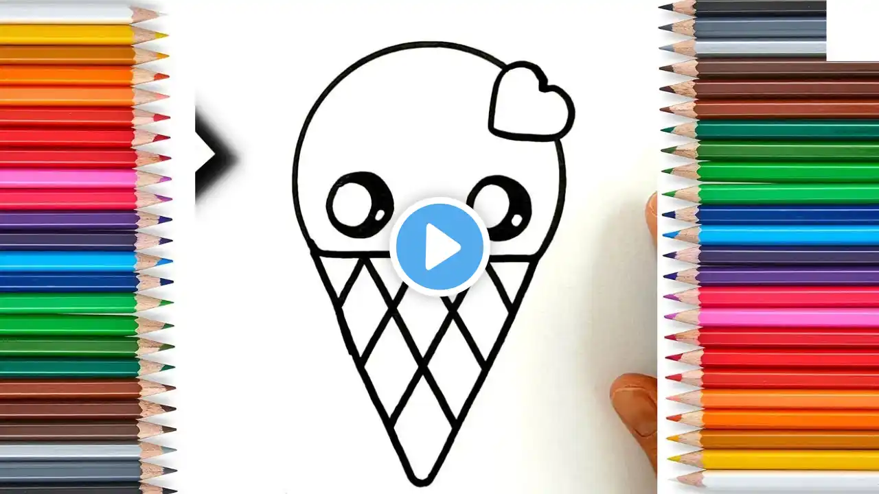 Let's Learn How to Draw ICE CREAM Together | Painting, Drawing, Coloring Tips for Toddlers & Kids