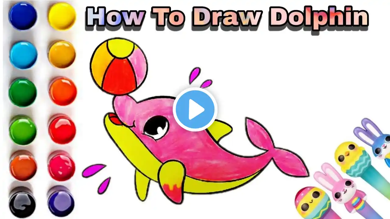 How To Draw Cute Dolphin For Kids #drawing #dolphin