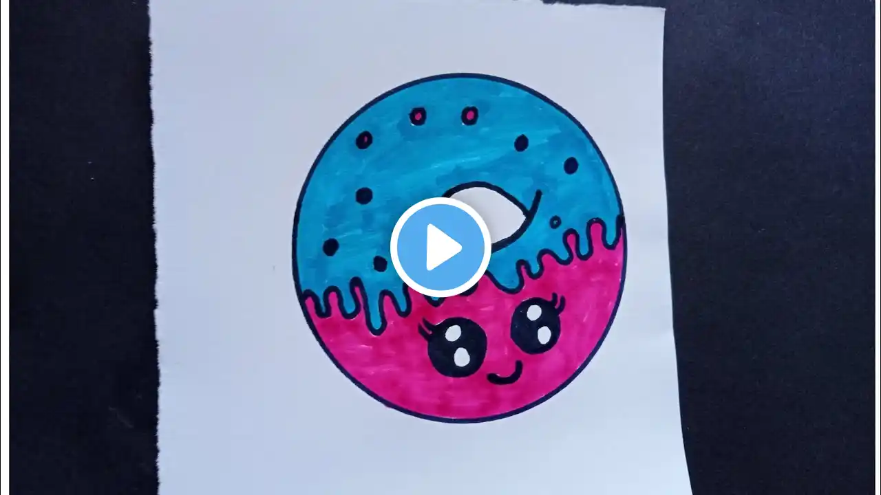 How to Draw a Cute Donut Easy Drawing and Coloring for Kids and Toddlers//how to draw Donut