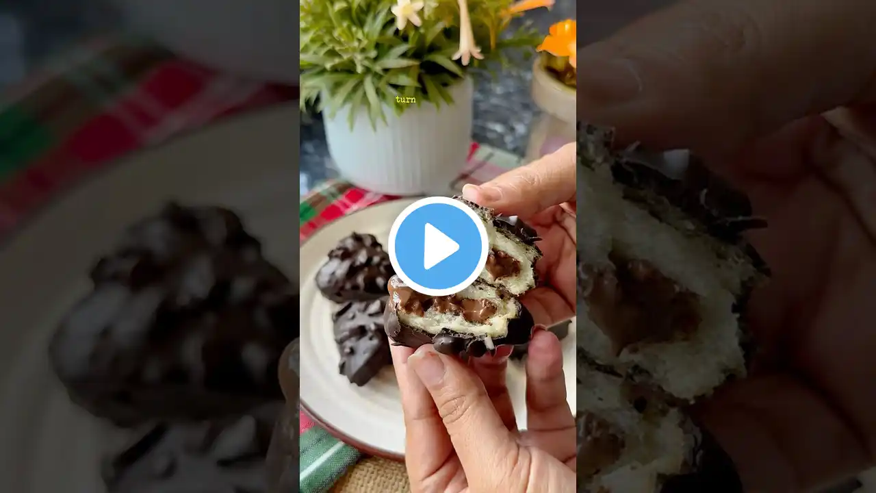 Yeastfree eggless Double Chocolate Hazelnut Bomboloni🍩#bomboloni #doublechocolate #donuts #noyeast