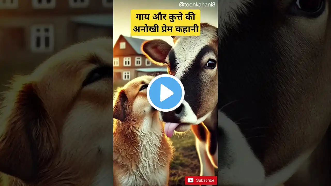 गाय और कुत्ते की अनोखी प्रेम कहानी | Hindi Kahani #shorts @toonkahani8