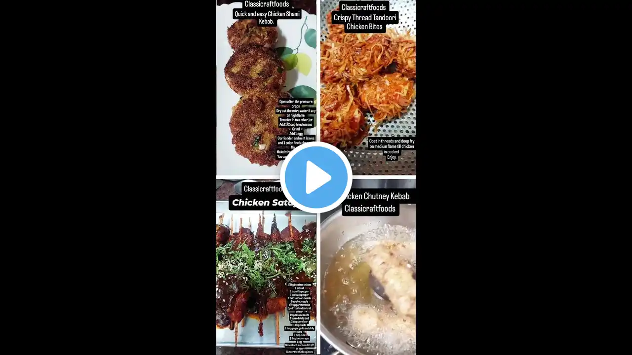 Ramadan special 4 recipes- Chicken chutney kebab- Chicken satay- Tandoori chicken bites- Shami kebab