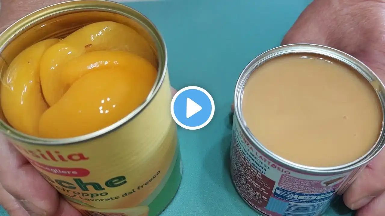 Whisk Condensed Milk with Peaches! You will be amazed! Sweet in a minute. No cooking!