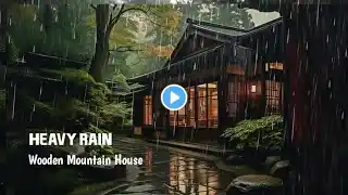 Heavy Rain in a Wooden Mountain House 🌲🔥 Peaceful Sounds for Sleep & Focus