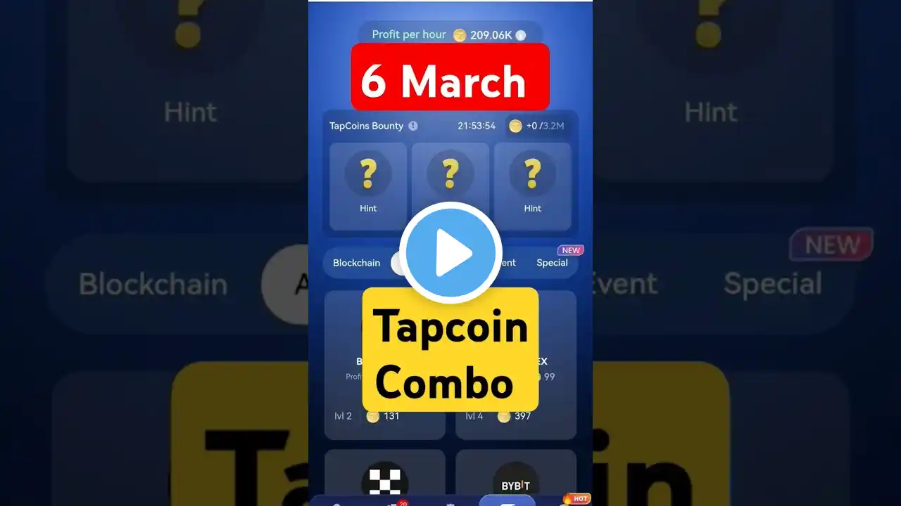 Tap Coin Bot : 6 March Daily Bounty Card | Tapcoin  Combo   | tapcoin combo today #tapcoin