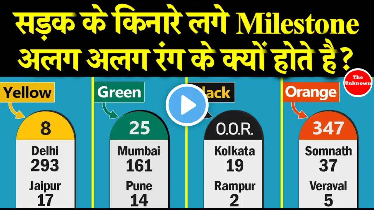 सड़क के किनारे लगे Milestone अलग अलग रंग के क्यों होते है?