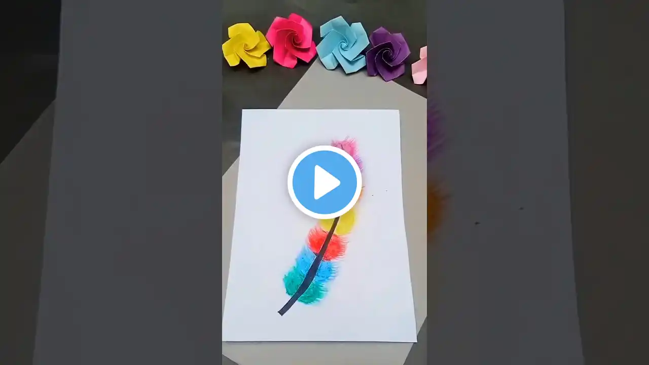 Rainbow feather | Oil pastel art | crayon feather #art #shorts #craft #diy #artcraft