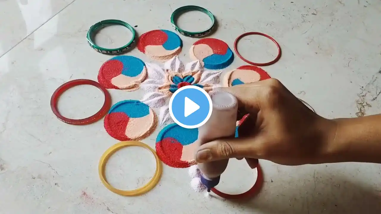 top easy rangoli designs2024.easy rangoli design trick for Diwali.Diwali rangoli design with bangles