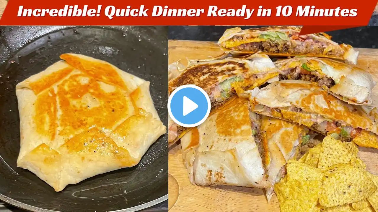 Incredible! Quick Dinner Ready in 10 Minutes! Simple and Delicious Tortilla Recipe: :TikTok trending