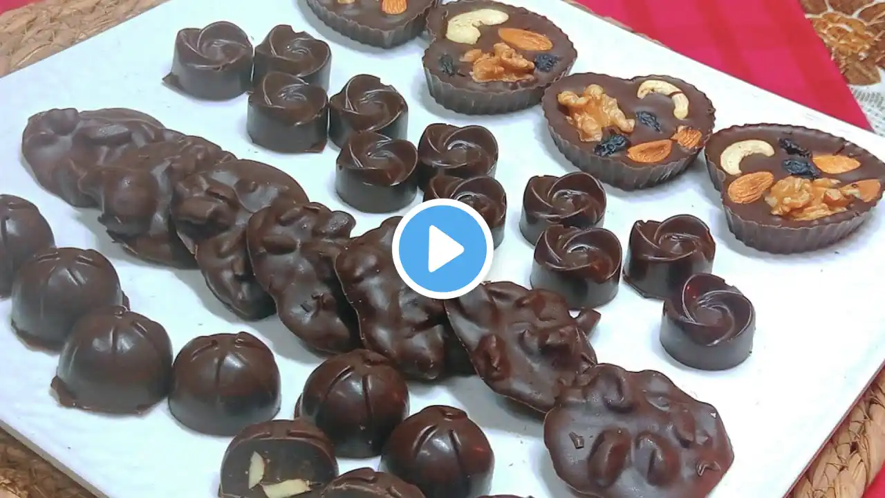 Homemade Chocolates|Roasted Almonds Chocolate|Nutty Chocolate Hearts|How to make chocolates at home