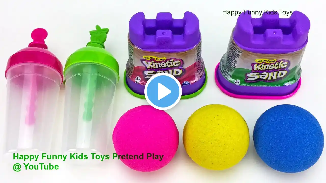 Fun Making Ice Cream with Kinetic Sand and Surprise Toys