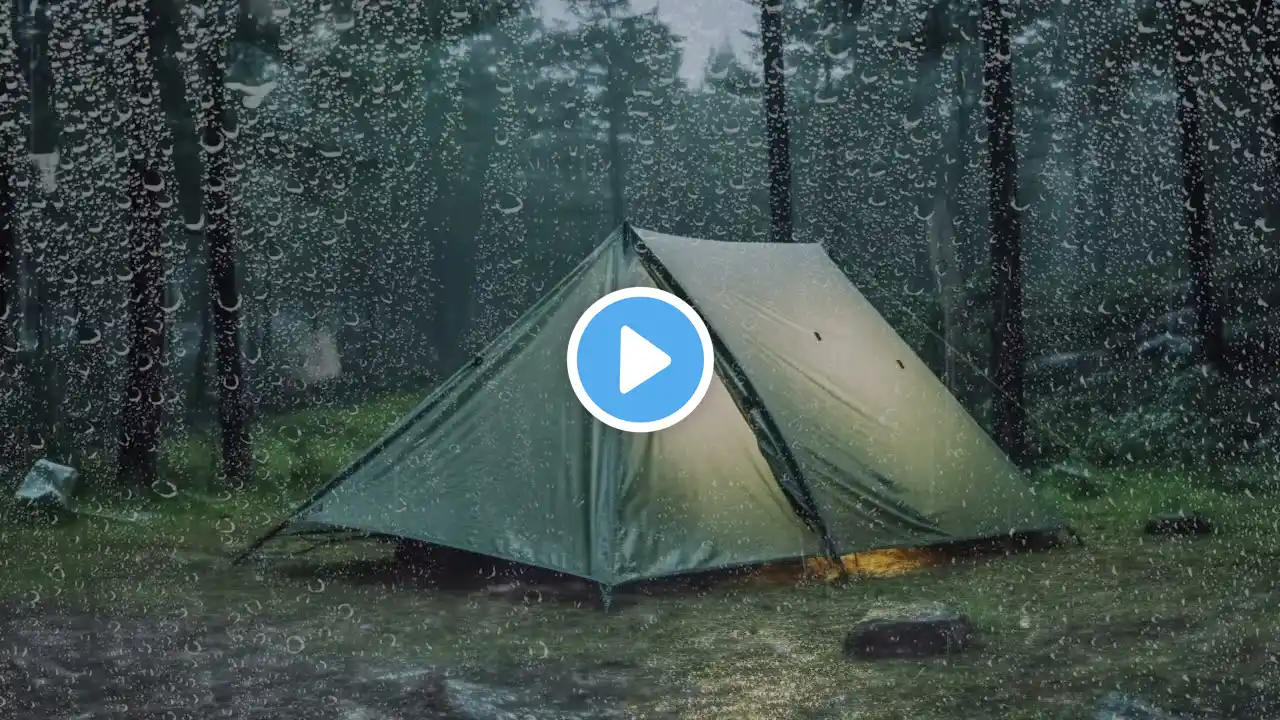 Instant Sleep with Heavy Rain & Mighty Thunder 🌧️ Relax in Forest Tent | 10 Hours 4K Rain