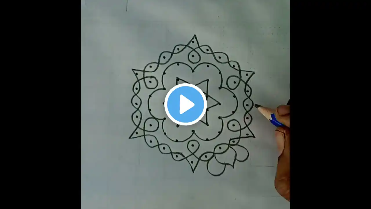 pulli vacha kolam/ 9*5 middle dots Rangoli/simple muggulu/ pulli kolam/Rangoli design/sikku kolam ⭐🌸