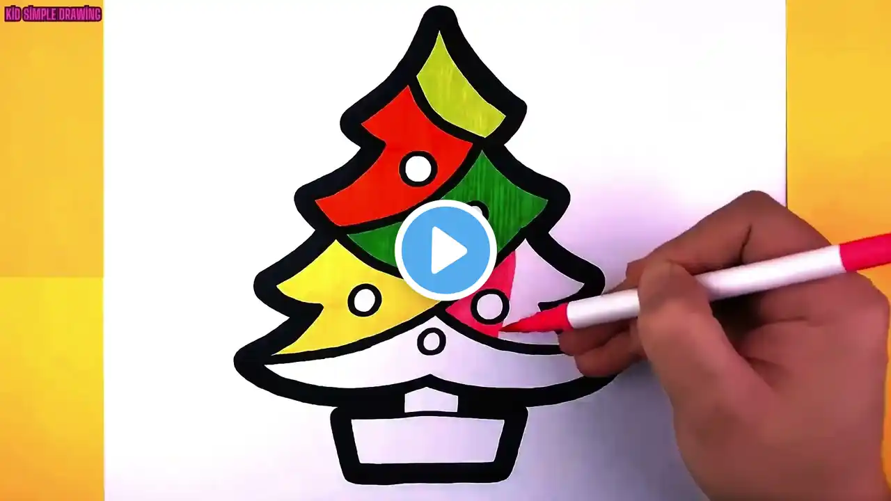 Today We're Drawing A Christmas Tree! 🎨 Easy Drawing For Kids