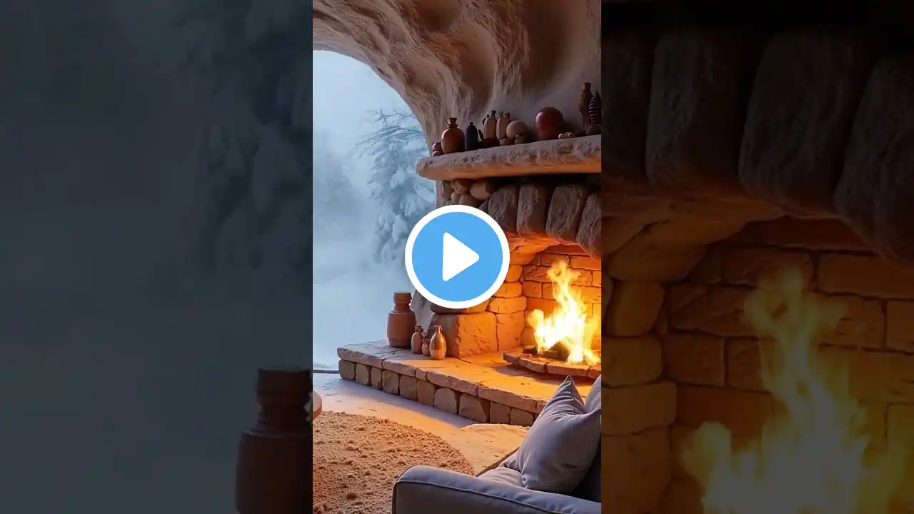 Healing, Ambiance, Sleep Aid, Cave Cozy Cabin, Burning Fireplace, Blizzard, Snowfall, Howling Wind