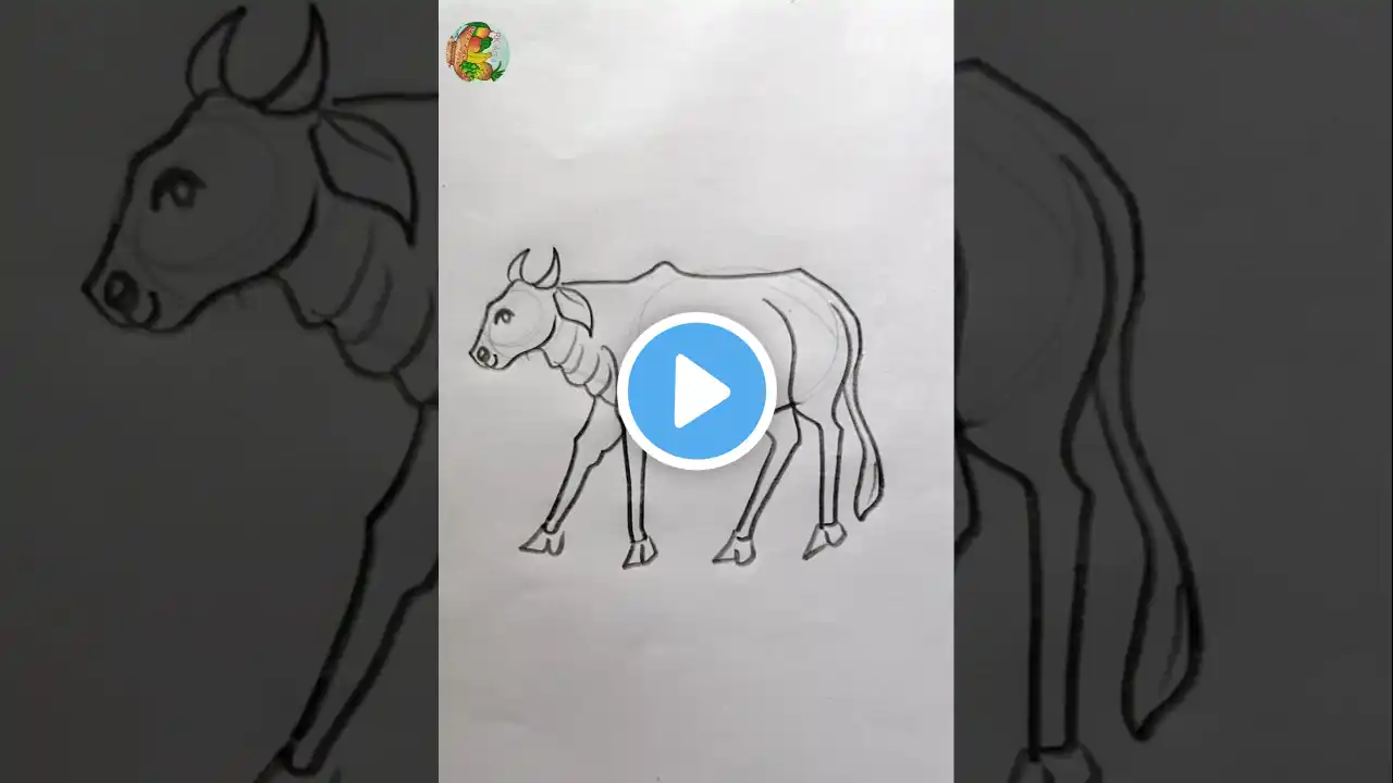 easy tricks 👉cow drawing || #shorts ‪@rkartsraja‬